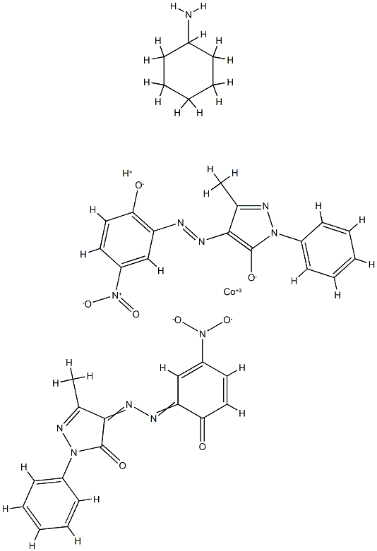 hydrogen bis[2,4-dihydro-4-[(2-hydroxy-5-nitrophenyl)azo]-5-methyl-2-phenyl-3H-pyrazol-3-onato(2-)]cobaltate(1-), compound with cyclohexylamine (1:1) Structure