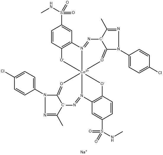 sodium bis[3-[[1-(4-chlorophenyl)-4,5-dihydro-3-methyl-5-oxo-1H-pyrazol-4-yl]azo]-4-hydroxy-N-methylbenzenesulphonamidato(2-)]cobaltate(1-) Structure