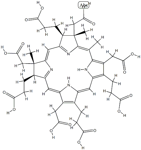 (2S)-2α,7α,20-Trimethyl-2,3β,7,8β-tetrahydrouroporphyrin III 구조식 이미지