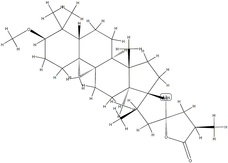 (23S,25R)-23-Hydroxy-3α-methoxy-17,23-epoxy-9β,19-cyclolanostane-26-oic acid γ-lactone 구조식 이미지