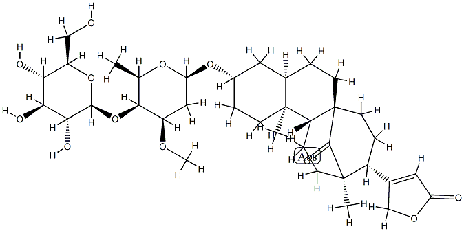 3β-[(2,6-Dideoxy-4-O-β-D-glucopyranosyl-3-O-methyl-β-D-lyxo-hexopyranosyl)oxy]-14-oxo-8,15-cyclo-14,15-seco-5β-card-20(22)-enolide 구조식 이미지
