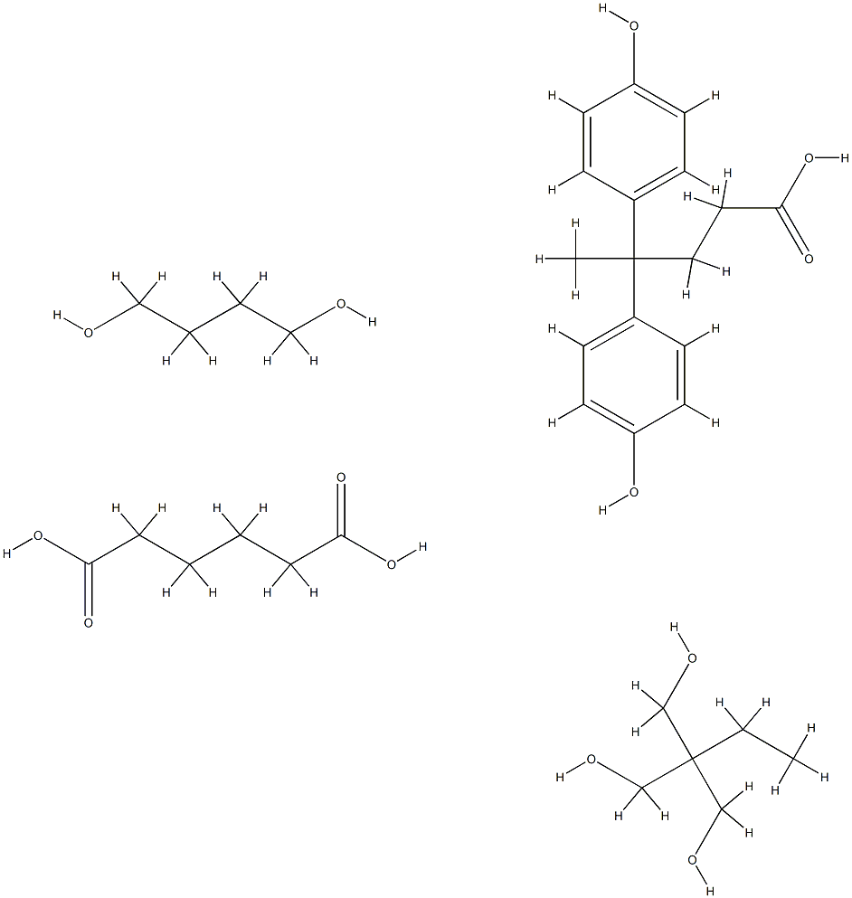 헥산디온산,1,4-부탄디올,2-에틸-2-(히드록시메틸)-1,3-프로판디올및4-히드록시-γ-(4-히드록시페닐)-γ-메틸벤젠부탄산과의중합체 구조식 이미지