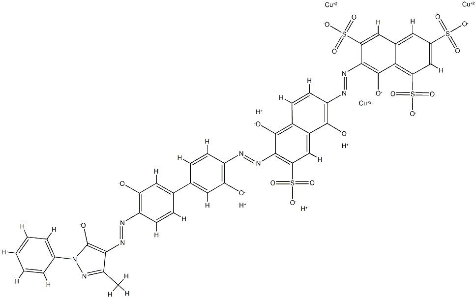 Cuprate(4-), [mu3-[7-[[6-[[4'-[(4,5-dihydro-3-methyl-5-oxo-1-phenyl-1H-pyrazol-4-yl)azo]-3,3'-dihydroxy[1,1'-biphenyl]-4-yl]azo]-1,5-dihydroxy-7-sulfo-2-naphthalenyl]azo]-8-hydroxy-1,3,6-naphthalenetrisulfonato(10-)]]tri-, tetrahydrogen  Structure