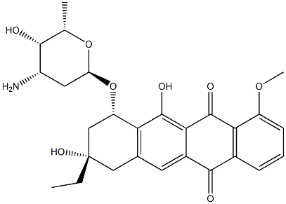 (8S,10S)-10-[(3-Amino-2,3,6-trideoxy-α-L-lyxo-hexopyranosyl)oxy]-8-ethyl-8,11-dihydroxy-7,8,9,10-tetrahydro-1-methoxy-5,12-naphthacenedione Structure