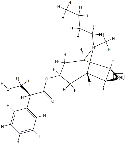 (S)-α-(Hydroxymethyl)benzeneacetic acid (1β,2α,4α,5β,7α)-9-butyl-9-methyl-3-oxa-9-azoniatricyclo[3.3.1.02,4]nonane-7-yl ester 구조식 이미지