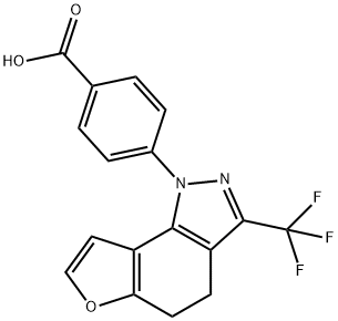 4-[3-(trifluoromethyl)-4,5-dihydro-1H-furo[2,3-g]indazol-1-yl]benzoic acid Structure