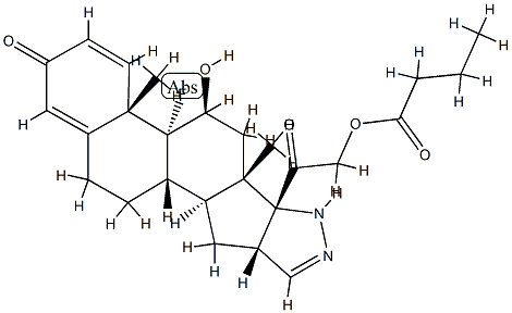 9-fluoro-2',16beta-dihydro-11beta,21-dihydroxypregna-1,4-dieno[17,16-c]pyrazole-3,20-dione 21-butyrate Structure