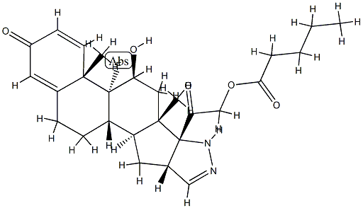 9-fluoro-2',16beta,-dihydro-11beta,21-dihydroxypregna-1,4-dieno[17,16-c]pyrazole-3,20-dione 21-valerate Structure