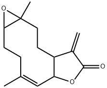 1a,3,5a,8,8a,9,10,10a-Octahydro-4,10a-dimethyl-8-methyleneoxireno[5,6]cyclodeca[1,2-b]furan-7(2H)-one 구조식 이미지