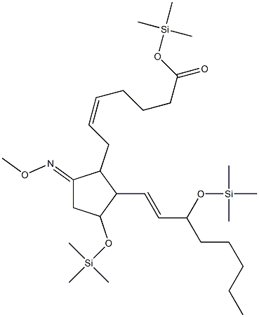 Prosta-5,13-dien-1-oic acid, 9-(methoxyimino)-11,15-bis[(trimethylsily l)oxy]-, trimethylsilyl ester, (8xi,12xi)- Structure