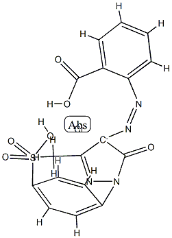 [2-[[4,5-dihydro-3-methyl-5-oxo-1-(4-sulphophenyl)-1H-pyrazol-4-yl]azo]benzoato(3-)]chromium Structure