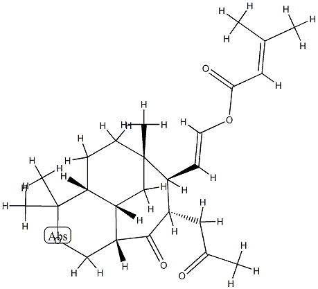 3-Methyl-2-butenoic acid [(E)-2-[(4aS,9aS)-decahydro-3,3,6-trimethyl-9-oxo-8α-(2-oxopropyl)-4α,6α-ethanocyclohepta[c]pyran-7β-yl]vinyl] ester Structure