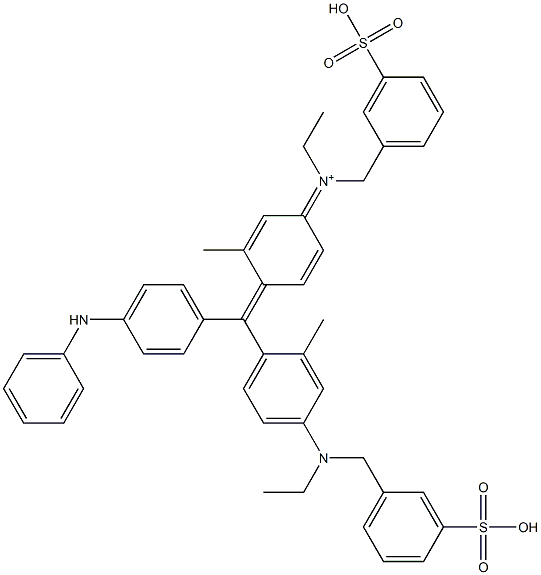 Benzenemethanaminium,N-ethyl-N-[4-[[4-[ethyl[(3-sulfophenyl)methyl]amino]-2-methylphenyl][4-(phenylamino)phenyl]methylene]-3-methyl-2,5-cyclohexadien-1-ylidene]-3-sulfo-,inner salt, sodium salt (1:1) 구조식 이미지