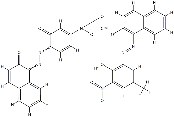 hydrogen [1-[(2-hydroxy-5-methyl-3-nitrophenyl)azo]-2-naphtholato(2-)][1-[(2-hydroxy-4-nitrophenyl)azo]-2-naphtholato(2-)]chromate(1-) Structure