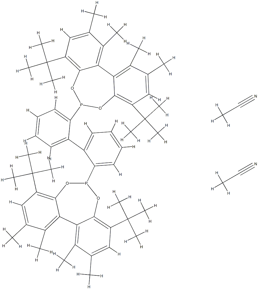 (R,R)-(-)-6,6'-[(1,1'-Biphenyl-2,2'-diyl)]bis[4,8-di-t-butyl-1,2,10,11-tetramethyl]dibenzo[d,f][1,3,2]dioxaphosphepin,bisacetonitrileadduct,min.95%(R,R)-Kelliphite 구조식 이미지