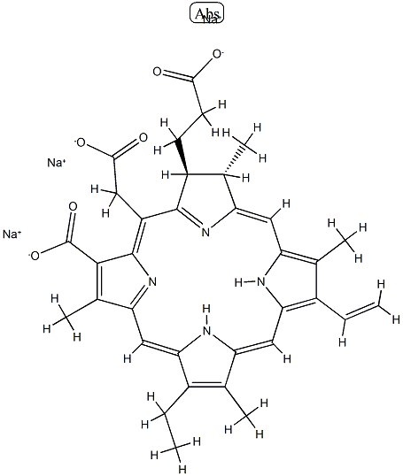 trisodium (2S-trans)-18-carboxylato-20-(carboxylatomethyl)-13-ethyl-2,3-dihydro-3,7,12,17-tetramethyl-8-vinyl-21H,23H-porphine-2-propionate          구조식 이미지