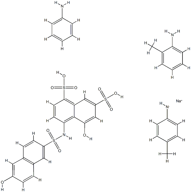 1,7-나프탈렌디술폰산,5-히드록시-4-[[(6-히드록시-2-나프탈레닐)술포닐]아미노]-,디아조화아닐린,o-및p-톨루이딘,나트륨염과결합 구조식 이미지