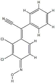 α-[2,3-디클로로-4-(히드록시이미노)-2,5-시클로헥사디엔-1-일리덴]벤젠아세토니트릴 구조식 이미지