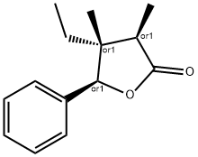 2(3H)-Furanone,4-ethyldihydro-3,4-dimethyl-5-phenyl-,(3R,4R,5R)-rel-(9CI) 구조식 이미지