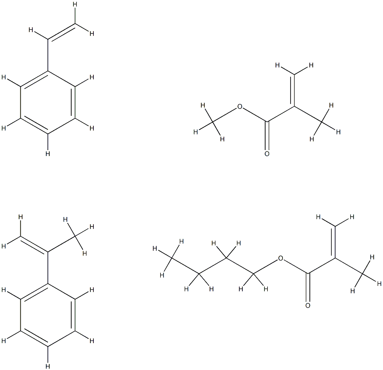 Ethenylbenzene, butyl 2-methyl-2-propenoate, methyl 2-methyl-2-propenoate, (1-methylethenyl) benzene polymer Structure