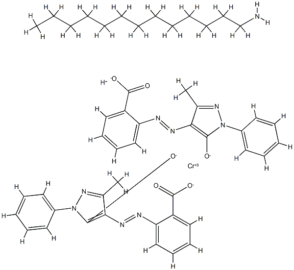 크로메이트(1-),비스2-(4,5-디하이드로-3-메틸-5-옥소-1-페닐-1H-피라졸-4-일)아조벤조아토(2-)-,수소,화합물.1-트리데카나민함유(1:1) 구조식 이미지
