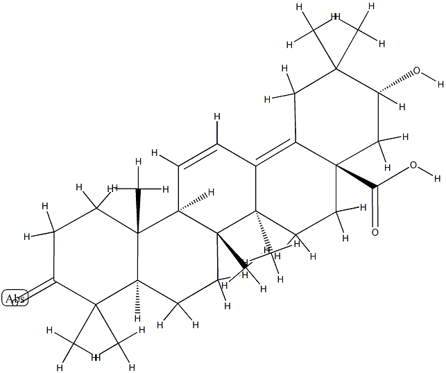 21α-Hydroxy-3-oxooleana-11,13(18)-dien-28-oic acid 구조식 이미지