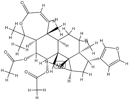 (13α,17α)-6α,7α-Diacetoxy-14β,15β:21,23-diepoxy-4a,4a,8-trimethyl-A-homo-24-nor-4-oxa-5α-chola-1,20,22-trien-3-one 구조식 이미지