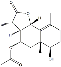 (3S)-3β,5aα,9-Trimethyl-4β-acetoxy-6α-hydroxy-3aβ,4,5,5a,6,7,8,9bα-octahydronaphtho[1,2-b]furan-2(3H)-one 구조식 이미지