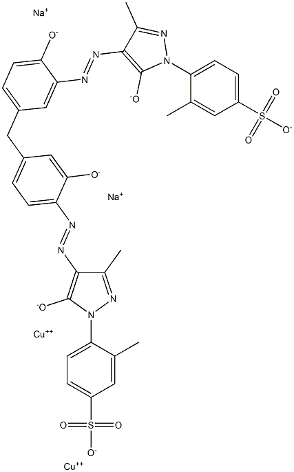 Cuprate(2-), [μ-[4,4'-[methylenebis[ (2-hydroxy-4,1-phenylene)azo(4,5-dihydro-3-methyl -5-oxo-1H-pyrazole-4,1-diyl)]]bis[3-methylbenzenesulfonat o(6-)]]]di-, disodium Structure