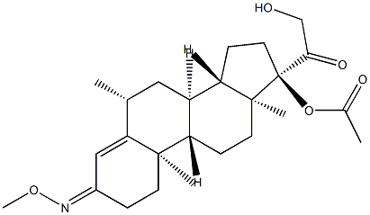 17-Acetoxy-21-hydroxy-3-methoxyimino-6β-methylpregn-4-en-20-one Structure