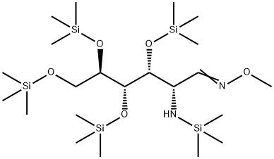 2-Deoxy-3-O,4-O,5-O,6-O-tetrakis(trimethylsilyl)-2-[(trimethylsilyl)amino]-D-glucose O-methyl oxime 구조식 이미지