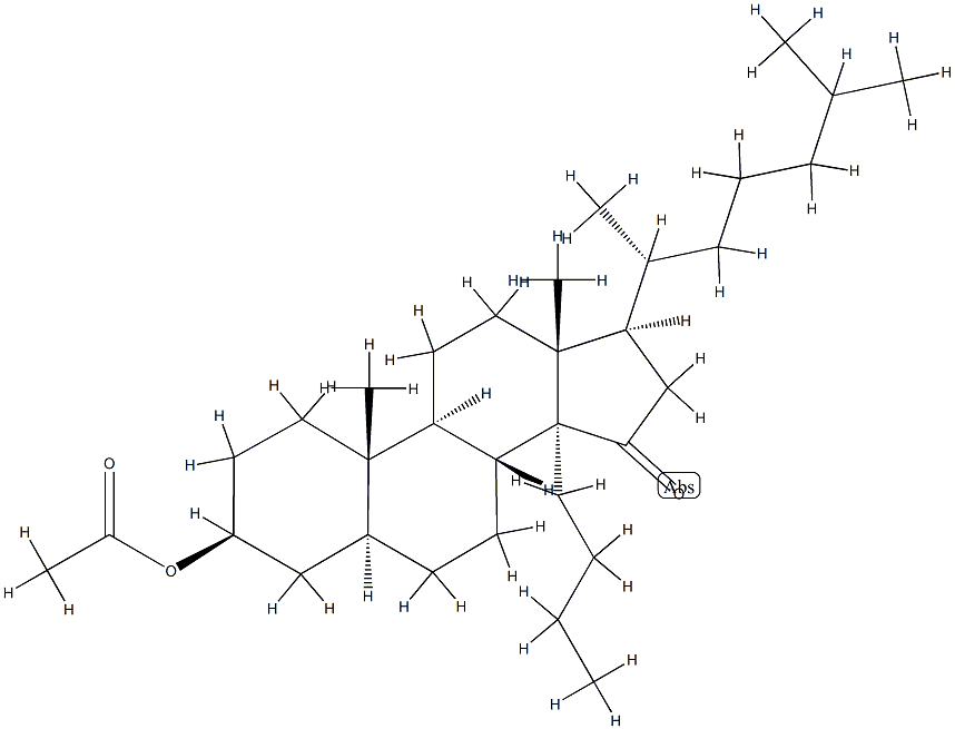 14-Butyl-15-oxo-5α-cholestane-3β-yl=acetate Structure