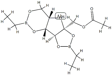 2-O,3-O:4-O,6-O-Bis(ethylboranediyl)-α-L-sorbofuranose 1-acetate 구조식 이미지