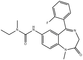 1-ethyl-3-[6-(2-fluorophenyl)-2-methyl-3-oxo-2,5-diazabicyclo[5.4.0]un deca-5,8,10,12-tetraen-9-yl]-1-methyl-urea Structure