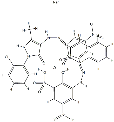 disodium [2-(2-chlorophenyl)-2,4-dihydro-4-[(2-hydroxy-5-nitrophenyl)azo]-5-methyl-3H-pyrazol-3-onato(2-)][2-hydroxy-3-[(2-hydroxy-1-naphthyl)azo]-5-nitrobenzene-1-sulphonato(3-)]chromate(2-) 구조식 이미지
