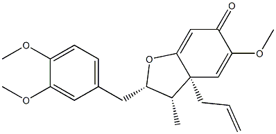 (2S)-2β-[(3,4-Dimethoxyphenyl)methyl]-3,3a-dihydro-5-methoxy-3β-methyl-3aβ-(2-propenyl)-6(2H)-benzofuranone 구조식 이미지