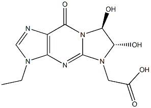 5H-Imidazo[1,2-a]purine-5-acetic  acid,  3-ethyl-3,6,7,9-tetrahydro-6,7-dihydroxy-9-oxo-,  (6R,7R)-rel- Structure