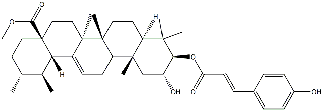 2α-Hydroxy-3β-[[3-(4-hydroxyphenyl)-1-oxo-2-propenyl]oxy]urs-12-en-28-oic acid methyl ester 구조식 이미지