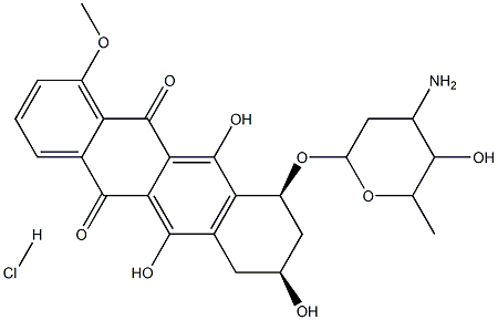 5,12-나프타센디온,10-[(3-아미노-2,3-트리데옥시-.알파.-L-리소-헥소피라노실)옥시]-6-테트라히드로-7,8,9,10-트리히드록시-6,8,11-메톡시-,염산염,(1S-시스)- 구조식 이미지