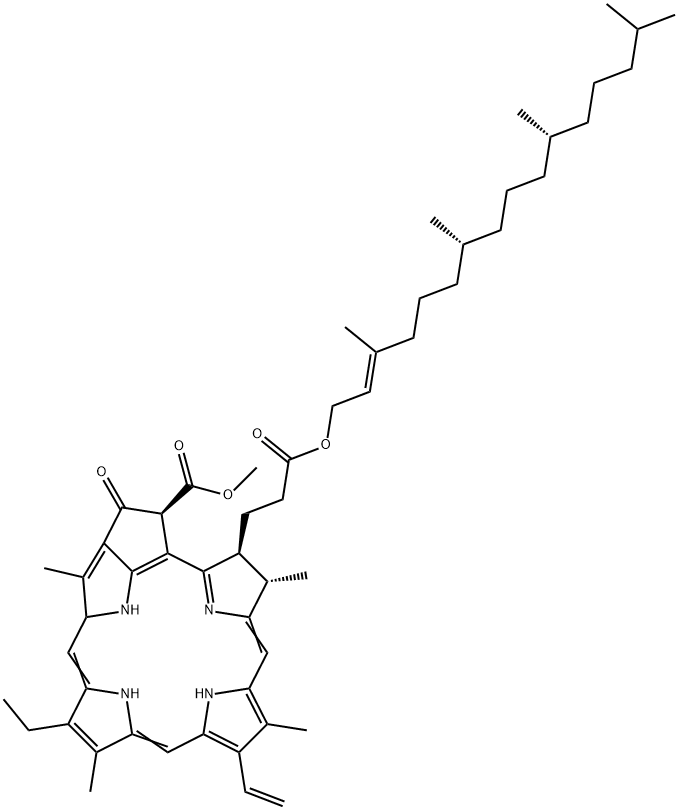 (132S,17S,18S)-31,32-Didehydro-132-(methoxycarbonyl)-17,18-dihydrophytoporphyrin 17-phytyl ester 구조식 이미지