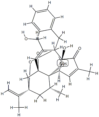 (1R)-2,3,9a,12aα-Tetrahydro-9aβ-hydroxy-8-(hydroxymethyl)-1α,11-dimethyl-3α-(1-methylethenyl)-5-(phenylmethyl)-5α,12bα-epoxy-3,6aβ-methano-1H-azuleno[5,4-d][1,3]dioxocin-10(9H)-one 구조식 이미지