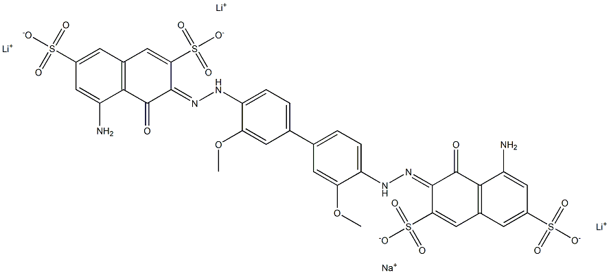 2,7-나프탈렌디술폰산,3,3'-[(3,3'-디메톡시[1,1'-비페닐]-4,4'-디일)비스(아조)]비스[5-아미노-4-히드록시-,삼리튬일나트륨염 구조식 이미지