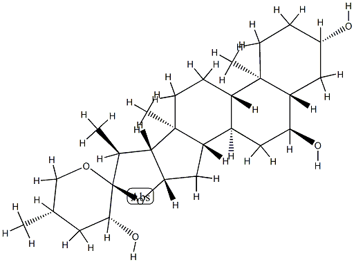 (23R,25S)-5α-Spirostane-3β,6α,23-triol 구조식 이미지