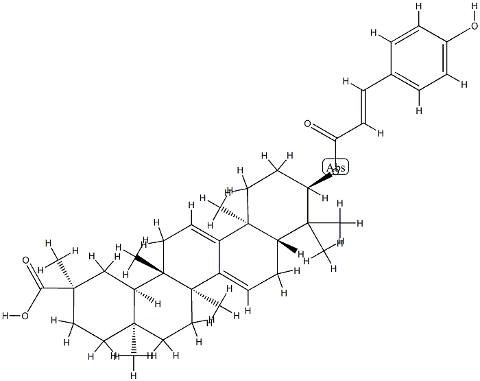 (20R)-3α-[[(E)-3-(4-Hydroxyphenyl)-1-oxo-2-propenyl]oxy]-D:C-friedoolean-7,9(11)-dien-29-oic acid 구조식 이미지