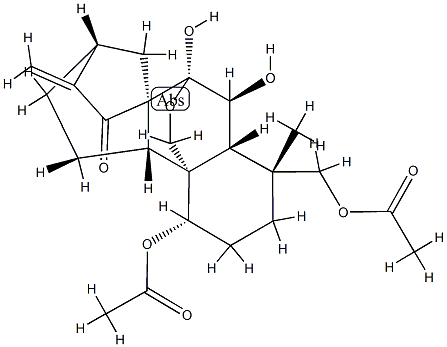 (4R)-1α,18-Diacetoxy-7α,20-epoxy-6β,7-dihydroxykaur-16-en-15-one Structure