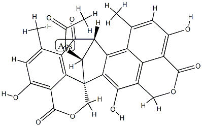 (8R,15bR,16S)-16-(Acetyloxy)-8,14-dihydro-4,11,15-trihydroxy-6,9-dimethyl-7H-8,15b-methano-1H,3H,12H-benzo[de]cyclohepta[1,2-g:3,4,5-d'e']bis[2]benzopyran-3,7,12-trione 구조식 이미지