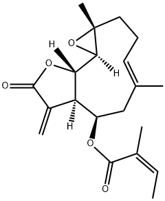 (1aR,4E,7R,7aR,10aS,10bR)-1a,2,3,6,7,7a,8,9,10a,10b-Decahydro-7-[[(Z)-2-methyl-2-butenoyl]oxy]-1a,5-dimethyl-8-methyleneoxireno[9,10]cyclodeca[1,2-b]furan-9-one Structure