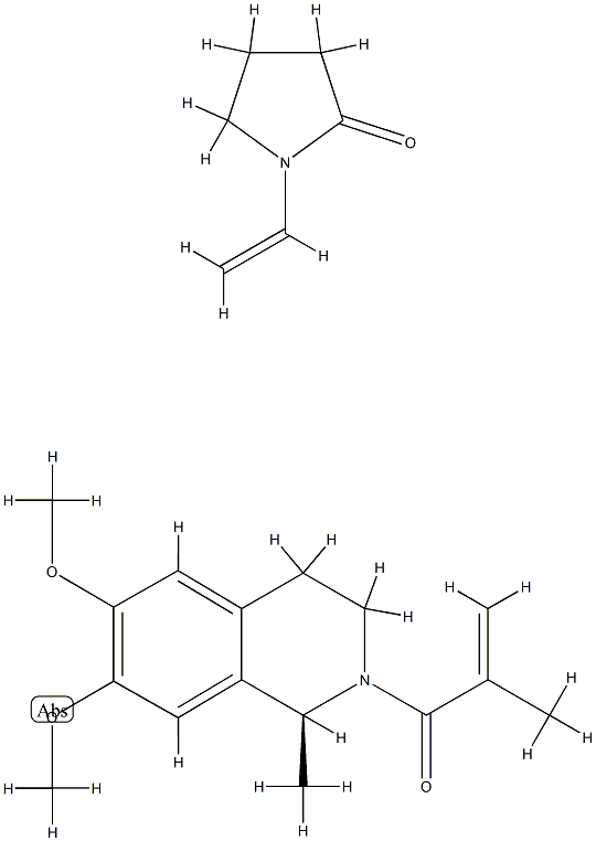 2-Pyrrolidinone, 1-ethenyl-, polymer with (S)-1,2,3,4-tetrahydro-6,7-d imethoxy-1-methyl-2-(2-methyl-1-oxo-2-propenyl)isoquinoline Structure