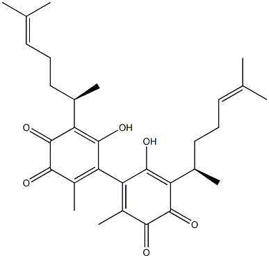 2,2'-Dimethyl-4,4'-dihydroxy-5,5'-bis[(R)-1,5-dimethyl-4-hexenyl]-1,1'-bi[1,4-cyclohexadiene]-3,3',6,6'-tetrone 구조식 이미지