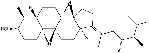 (17E,23R)-4α,23-Dimethyl-5α-ergost-17(20)-en-3β-ol 구조식 이미지